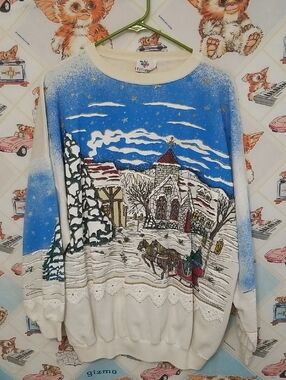 Vintage 80’s Nutcracker Sweatshirt Size Large  Puff Paint Christmas